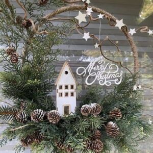 kerstring decoratie takken en kerstballen